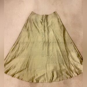 Yvonne LaFleur Raw Silk Gold Aline Midi Skirt